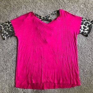 Bib! Women’s small short sleeve pink / animal print top